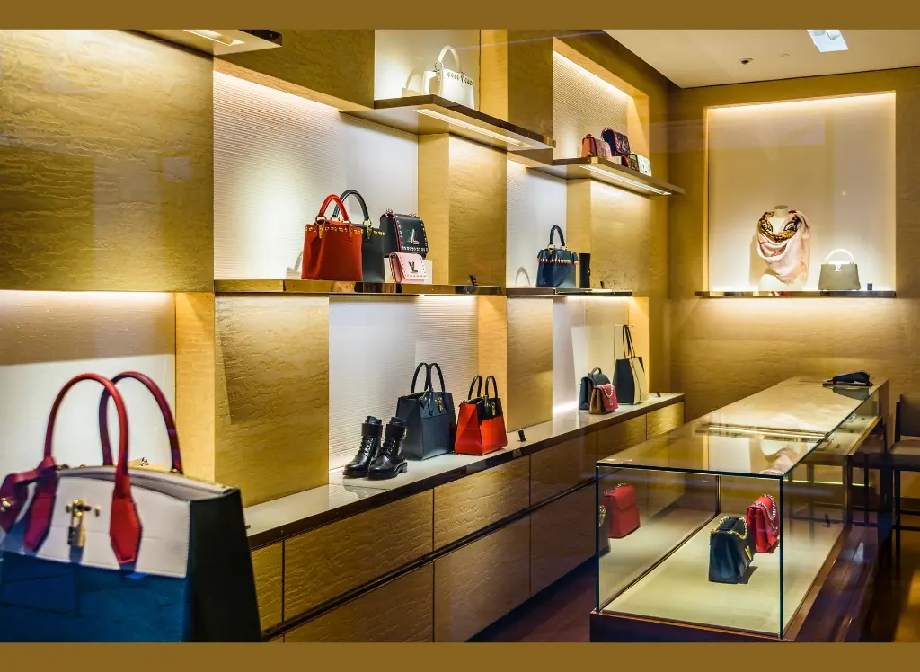 Exhibidor de bolsos y carteras